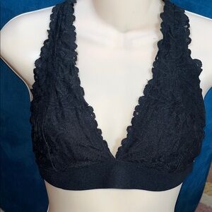 Victorias Secret Pink Elegant Black Lace Bralette - L